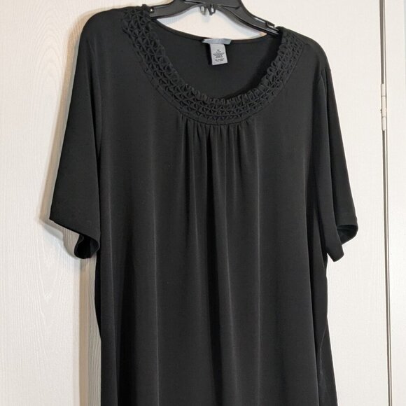 MAGGIE BARNES FOR CATHERINES Black Knit Short Sleeve Blouse Top; Size 1X - Picture 1 of 6